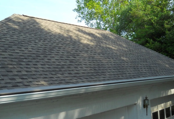 Roof top with shingles.